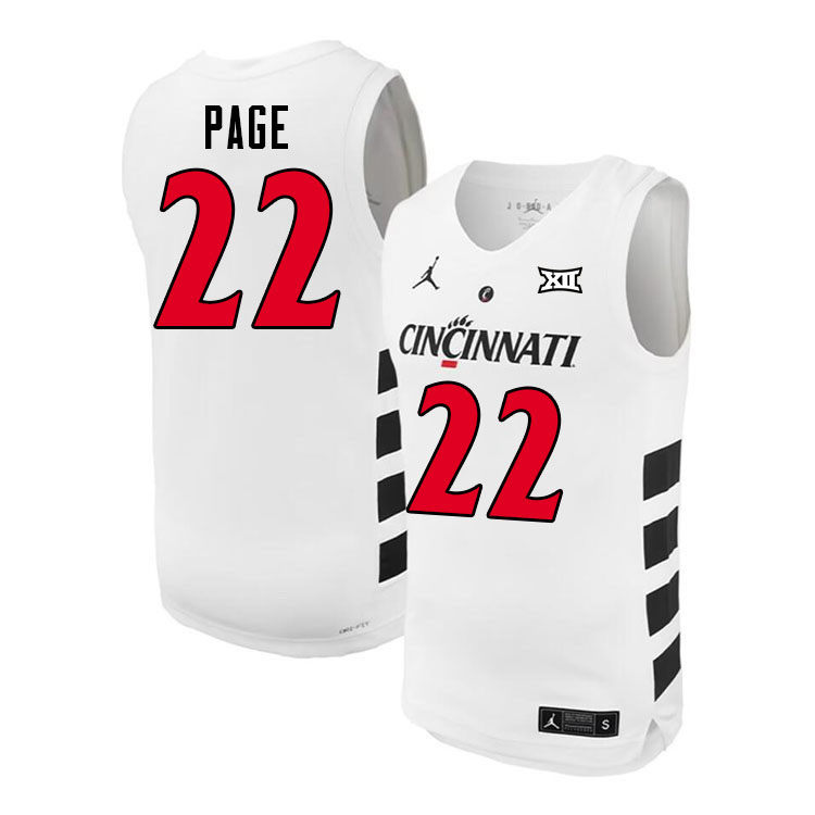 Arrinten Page Cincinnati Jersey,Cincinnati Bearcats #22 Arrinten Page Basketball Jersey Youth-White